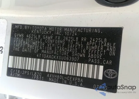 2025 Toyota Camry Xse from USA, damaged, VIN 4T1DAACKXSU063907